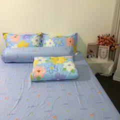 Bộ 5 Món Chăn Ga Cotton Microfiber Êm Mềm - Ga Bọc Nệm Cao 20cm, Vỏ Gối, Chăn Chần Bông Sang Trọng, Giấc Ngủ Tuyệt Vời