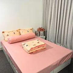 Bộ Chăn Ga Cotton Microfiber 5 Món Cao 20cm - êm ái, thoáng khí, thiết kế sang trọng cho giấc ngủ hoàn hảo.