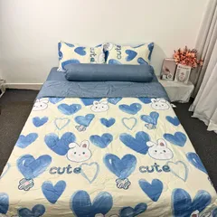 Bộ Chăn Ga Cotton Microfiber 5 Món - Êm Ái, Thoáng Khí, Bọc Nệm Cao 20cm - Thiết Kế Sang Trọng Cho Giấc Ngủ Hoàn Hảo