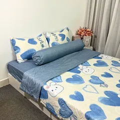 Bộ Chăn Ga Cotton Microfiber 5 Món - Êm Ái, Thoáng Khí, Bọc Nệm Cao 20cm - Thiết Kế Sang Trọng Cho Giấc Ngủ Hoàn Hảo