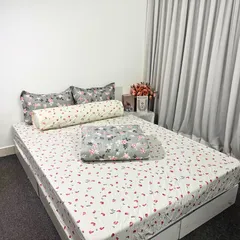 Bộ Chăn Ga Cotton Microfiber 5 Món êm ái, bọc nệm 20cm - Chăn Chần Bông An Toàn & Thoáng Khí cho Giấc Ngủ Tuyệt Vời