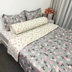 Bộ Chăn Ga Cotton Microfiber 5 Món êm ái, bọc nệm 20cm - Chăn Chần Bông An Toàn & Thoáng Khí cho Giấc Ngủ Tuyệt Vời