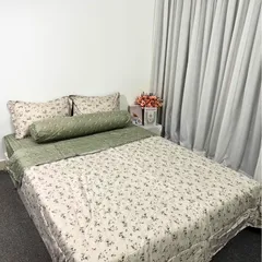 Bộ Chăn Ga Cotton Microfiber Cao Cấp 5 Món - Êm Ái, Thoáng Khí, An Toàn cho Giấc Ngủ Tươi Mát 20cm FSL1321