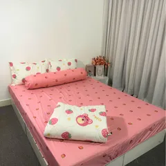 Bộ Chăn Ga Cotton Microfiber Cao Cấp - Bộ 5 Món Bọc Nệm 20cm - Êm Ái, Thoáng Khí, An Toàn Cho Giấc Ngủ Hoàn Hảo