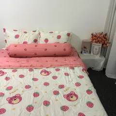 Bộ Chăn Ga Cotton Microfiber Cao Cấp - Bộ 5 Món Bọc Nệm 20cm - Êm Ái, Thoáng Khí, An Toàn Cho Giấc Ngủ Hoàn Hảo