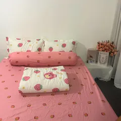 Bộ Chăn Ga Cotton Microfiber Cao Cấp - Bộ 5 Món Bọc Nệm 20cm - Êm Ái, Thoáng Khí, An Toàn Cho Giấc Ngủ Hoàn Hảo
