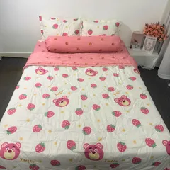 Bộ Chăn Ga Cotton Microfiber Cao Cấp - Bộ 5 Món Bọc Nệm 20cm - Êm Ái, Thoáng Khí, An Toàn Cho Giấc Ngủ Hoàn Hảo