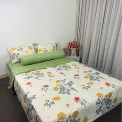 Bộ chăn ga cotton microfiber cao cấp 5 món - êm ái, thoáng khí, bọc nệm 20cm, chăn chần bông nhẹ, vỏ gối sang trọng, tiện dụng cho giấc ngủ hoàn hảo