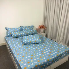 Bộ Chăn Ga Cotton Microfiber 5 Món Cao 20cm - Êm Ái, Thoáng Khí, An Toàn Cho Giấc Ngủ Hoàn Hảo