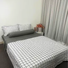 Bộ Chăn Ga Cotton Microfiber 5 Món - Chăn Chần Bông Mềm, Vỏ Gối Sang Trọng, Bọc Nệm Cao 20cm, Giấc Ngủ Hoàn Hảo