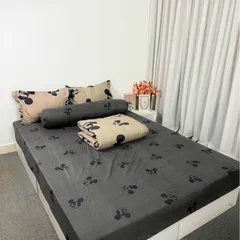 Bộ Chăn Ga Cotton Microfiber 5 Món Êm Ái Bọc Nệm Cao 20cm - Thiết Kế Sang Trọng Cho Giấc Ngủ Hoàn Hảo