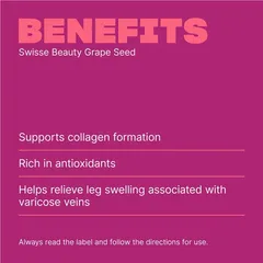 Viên Uống Tinh Chất Hạt Nho Swisse Beauty 14,250mg – Chống Oxy Hóa, Làm Đẹp Da, Hỗ Trợ Tim Mạch, Lọ 300 Viên Chính Hãng Úc