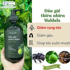 Dầu Gội Thiên Nhiên Maldala 500ml - Kích Thích Mọc Tóc, Giảm Rụng Tóc, Chiết Xuất Bưởi & Trầm Hương, Dưỡng Tóc Mềm Mượt