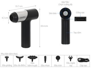 Súng Massage Cầm Tay Philips PPM7323 - Thiết Bị Massage Trị Liệu Hiệu Suất Cao với 6 Đầu Massage và 7 Mức Độ Tùy Chỉnh
