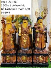 Tượng Phúc Lộc Thọ Gỗ Bách Xanh 30cm - Vật Phẩm Phong Thủy Mang Lại Hạnh Phúc, Tiền Tài và Sức Khỏe cho Gia Chủ