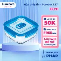 Bộ 2 hộp thủy tinh Luminarc Pure Box 1.97L - Hộp đựng và bảo quản thực phẩm cao cấp, an toàn, dễ vệ sinh