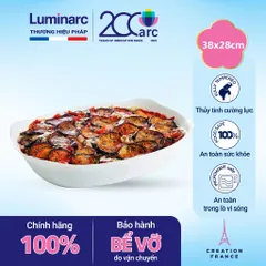 Khay Nướng Thủy Tinh Luminarc Cuisine Carine 38x28cm - Chịu Nhiệt, Dễ Dàng Vệ Sinh, An Toàn Trong Lò Nướng và Lò Vi Sóng