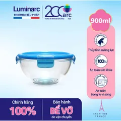 Bát thủy tinh Luminarc 900ml J9322 - Hộp bảo quản thực phẩm có nắp, an toàn, chống bám mùi và dễ vệ sinh, lý tưởng cho văn phòng và du lịch