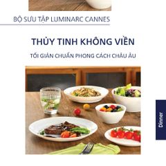 Bộ 6 Đĩa Thủy Tinh Luminarc Cannes 25CM - An Toàn Lò Vi Sóng và Máy Rửa Bát - Mẫu Bền Bỉ, Kháng Vỡ