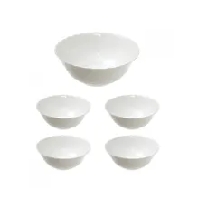 Bộ 5 Bát Thủy Tinh Luminarc Trianon J3190 - 1 Bát Tô Canh 24cm & 4 Bát Ăn Cơm 12cm - Sang Trọng & Bền Bỉ, An Toàn Trong Lò Vi Sóng