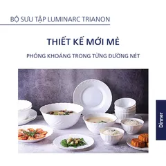 Bộ 5 Bát Thủy Tinh Luminarc Trianon J3190 - 1 Bát Tô Canh 24cm & 4 Bát Ăn Cơm 12cm - Sang Trọng & Bền Bỉ, An Toàn Trong Lò Vi Sóng