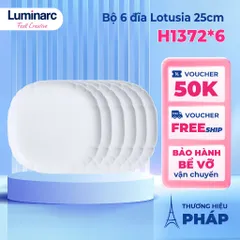 Bộ 6 Đĩa Thủy Tinh Luminarc Lotusia 25cm H1372*6 - Sang Trọng, An Toàn, Sản Xuất Tại Pháp, Hàng Chính Hãng