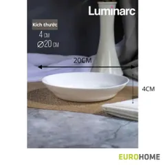 Bộ 6 Đĩa Thủy Tinh Cường Lực Sâu Lòng 20cm Luminarc Cannes - Bền Đẹp, Phù Hợp Lò Vi Sóng và Máy Rửa Bát