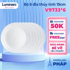 Bộ 6 Đĩa Thủy Tinh Nông Lòng Luminarc Cannes 19cm - An Toàn Lò Vi Sóng, Kháng Vỡ, Dễ Dàng Vệ Sinh