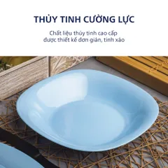 Bộ 6 đĩa (dĩa) thủy tinh Luminarc Carine Light Blue CR6B, dùng lò vi sóng | Hàng chính hãng