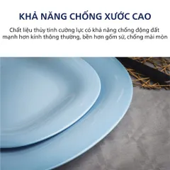 Bộ 6 đĩa (dĩa) thủy tinh Luminarc Carine Light Blue CR6B, dùng lò vi sóng | Hàng chính hãng