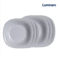 Bộ Đĩa Luminarc Carine Granit 6 Chi Tiết - Set Thủy Tinh Cao Cấp Sang Trọng Sản Xuất Tại Pháp, Dùng An Toàn Trong Vi Sóng 21cm & 19cm