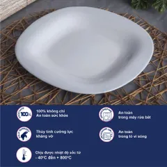 Bộ Đĩa Luminarc Carine Granit 6 Chi Tiết - Set Thủy Tinh Cao Cấp Sang Trọng Sản Xuất Tại Pháp, Dùng An Toàn Trong Vi Sóng 21cm & 19cm