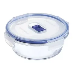 Hộp thủy tinh hình tròn Luminarc Pure 670ml - An toàn cho lò vi sóng và máy rửa bát, thiết kế Pháp, lý tưởng cho lưu trữ thực phẩm
