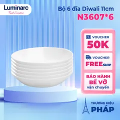 Bộ 6 đĩa chấm gia vị thủy tinh Luminarc Diwali 11cm - Sang trọng, dễ vệ sinh, an toàn cho sức khỏe - Hàng chính hãng từ Pháp