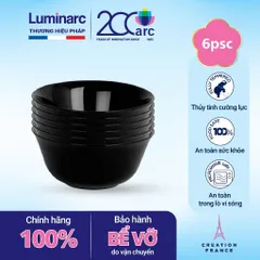 Bộ 6 bát thủy tinh Luminarc Everyday 12cm màu đen - Hàng chính hãng, an toàn cho máy rửa bát và lò vi sóng, thiết kế hiện đại