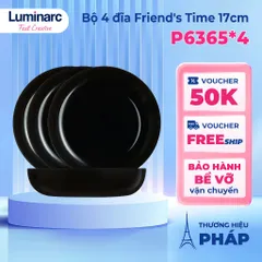 Bộ 4 Đĩa Thủy Tinh Luminarc Friend's Time 17cm P6365 - Hàng Chính Hãng An Toàn, Chịu Va Đập, Dùng Trong Lò Vi Sóng