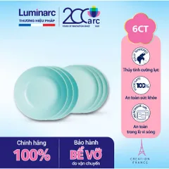 [Hàng Pháp] Bộ 6 đĩa (dĩa) thủy tinh Luminarc Diwali DW6A dùng an toàn trong lò vi sóng, máy rửa bát