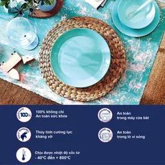 [Hàng Pháp] Bộ 6 đĩa (dĩa) thủy tinh Luminarc Diwali DW6A dùng an toàn trong lò vi sóng, máy rửa bát