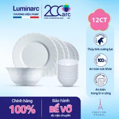 Bộ bát đĩa thủy tinh Luminarc Trianon 12 chi tiết - Tô, chén, đĩa chất lượng cao, an toàn cho sức khỏe, hàng chính hãng Pháp