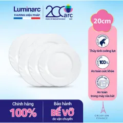 Bộ 6 đĩa thủy tinh cường lực Luminarc Trianon 20cm - An toàn lò vi sóng, chống xước, tiện ích cho bàn ăn