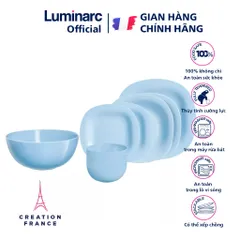 Bộ bát đĩa (tô,chén,dĩa) thủy tinh Luminarc Carine xanh dương 12 chi tiết DW 12E | Hàng chính hãng