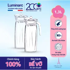 Bộ 2 bình/ Bình đựng nước thủy tinh Luminarc Flame 1.3L J8535 | Hàng chính hãng