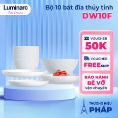 Bộ bát đĩa Luminarc Diwali Precious 10 chi tiết DW10F - Thủy tinh cao cấp, dùng được trong lò vi sóng và máy rửa bát, thiết kế sang trọng