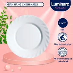Bộ 6 Đĩa Thủy Tinh Luminarc Trianon 25cm - Chịu Nhiệt, An Toàn Lò Vi Sóng, Hàng Chính Hãng Từ Pháp