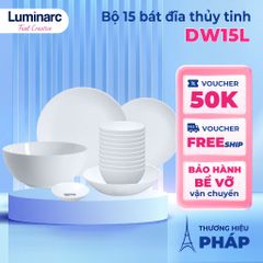 Bộ bát đĩa thủy tinh Luminarc Diwali 15 chi tiết DW 15L - An toàn lò vi sóng, máy rửa bát, thiết kế hiện đại, chịu va đập tốt