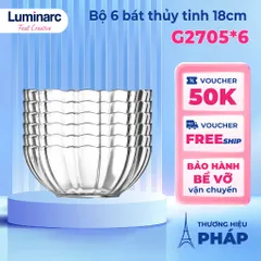 Bộ 6 bát tô thủy tinh Luminarc Arcade 18cm - Bát đựng salad hình hoa, bát chất lượng cao, thiết kế hiện đại, an toàn cho sức khỏe.