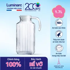 Bộ 2 Bình Đựng Nước Thủy Tinh Luminarc Quadro 1.7L G2668 - Hàng Chính Hãng, An Toàn và Tiện Lợi cho Bếp Nhà Bạn