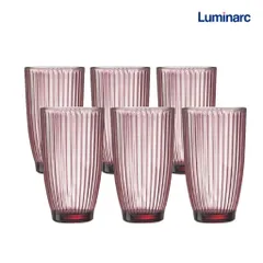 Bộ 6 Cốc Thủy Tinh Luminarc Ricky Line V8688 340ml - Sang Trọng, An Toàn, Màu Hồng - Hàng Chính Hãng từ Pháp