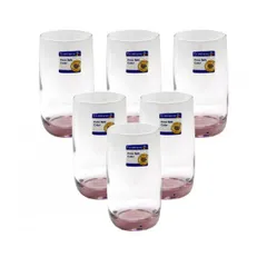 Bộ 6 Cốc Thủy Tinh Luminarc Vigne 290ml - An Toàn, Chống Xước, Kích Thước Tiện Lợi - Hàng Chính Hãng, Màu Hồng Tím