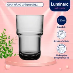 Bộ 6 cốc thủy tinh Arcoroc Log T Grey 320ml - Cốc cao màu xám an toàn cho sức khỏe, chính hãng, tiện dụng cho nhà bếp